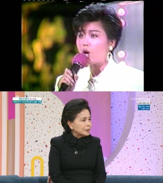 /사진=위 정재은 (KBS 2TV 가요톱10 - 1988년 4월 3주(19880420) 방송 화면 캡처) 아래 이미자 (KBS 1TV '아침마당' 방송 화면 캡처)