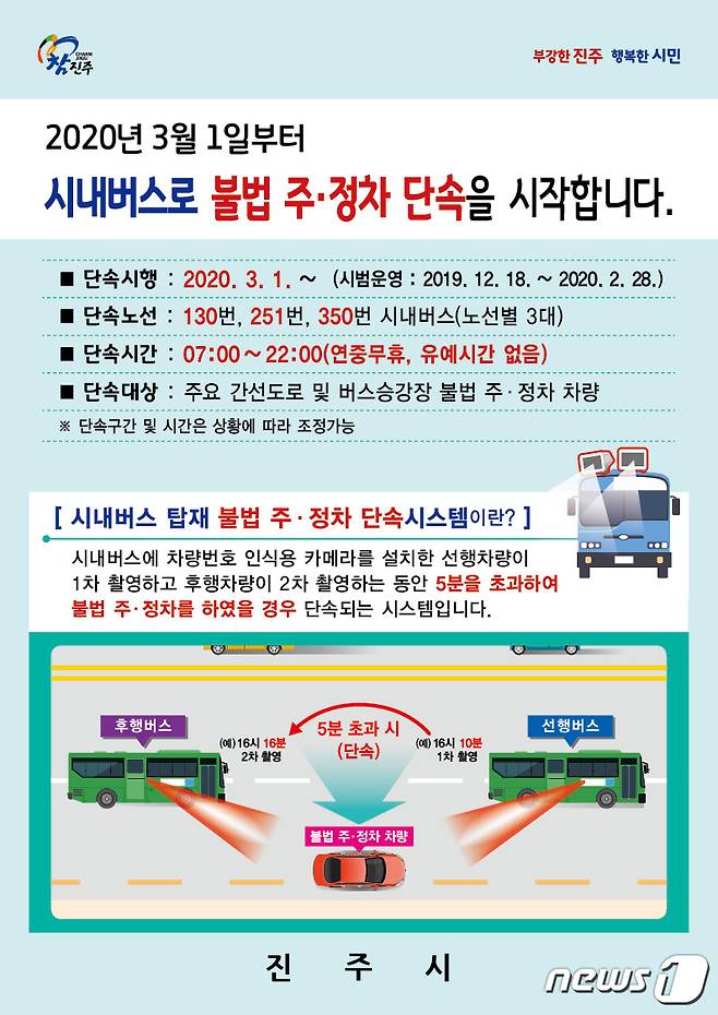 진주시내버스 불법 주·정차 단속 홍보 포스터. © 뉴스1