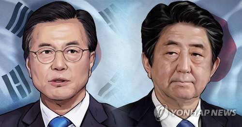 문재인 대통령 - 일본 아베 총리 (PG) [장현경 제작] 일러스트