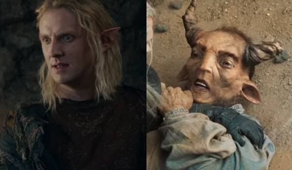 드라마 속에 등장하는 엘프(왼쪽)와 실반 종족. 게롤트는 실반과의 첫 대면에서 "어미가 염소랑 잤냐?"며 패륜 공격을 한다(다음 장면에서 실반은 백발인 게롤트에게 "네 어미는 눈사람이랑 잤냐?"고 반격한다). /사진 제공=넷플릭스