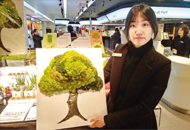 박혜희 온향 사장이 천연이끼 액자의 장점을 설명하고 있다.  /온향 제공