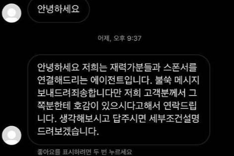 배우 장미인애가 31일 인스타그램에 올린 DM(다이렉트) 메시지 캡처본. 장미인애 인스타그램 캡처