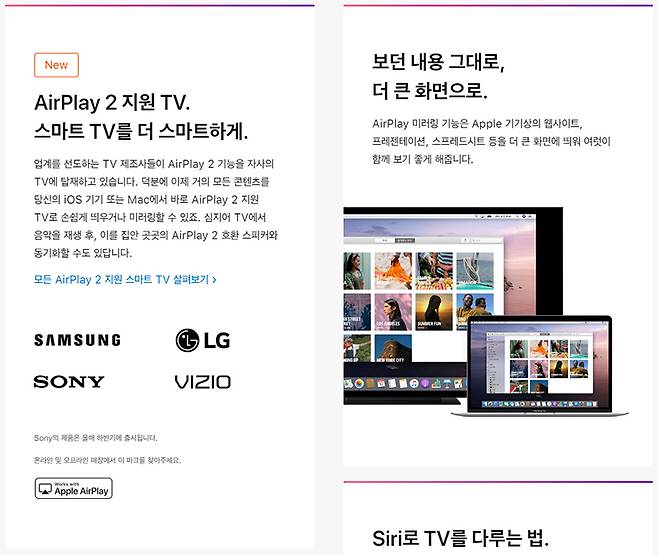 애플 아이폰은 에어플레이 지원 제품에서 화면 공유를 쓸 수 있다.