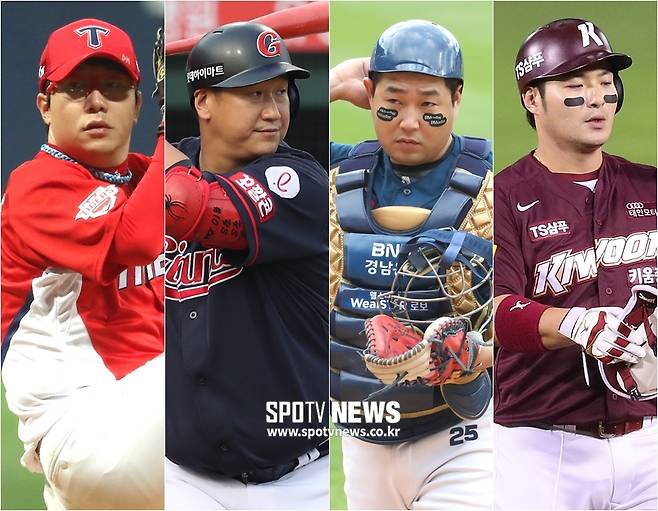 ▲ 왼쪽부터 양현종-이대호-양의지-박병호. 모두 연봉 20억 원이 넘는 '거물'이다. SPOTV NEWS