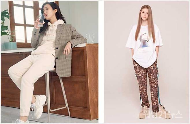 사진 : (왼쪽부터) 지오다노 언브러쉬드 조거팬츠, 클럿 스튜디오 1 1 벨벳 트랙 팬츠 레오파드