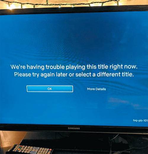 한 해외 누리꾼이 자신의 트위터에 올린 넷플릭스 오류 화면. 트위터 캡처