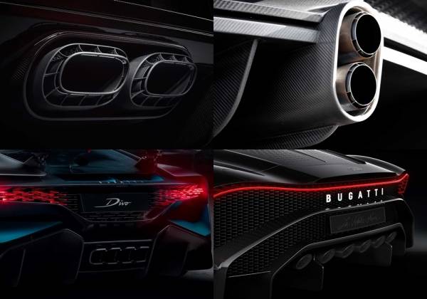 부가티 시론 퓨어 스포츠, 시론 슈퍼 스포츠 300+, 라 부아튀르 누아르, 디보 (좌측부터 시계방향으로)