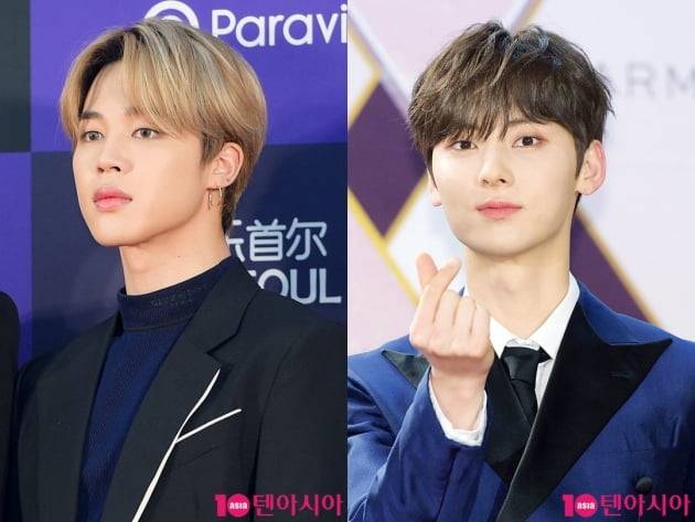 방탄소년단 지민(왼쪽)과 뉴이스트 민현/ 사진=텐아시아DB