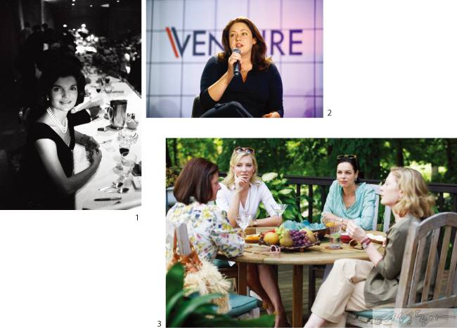 1 미국 여성들의 롤모델이었던 재클린 캐네디 오나시스. 2 하얏트 호텔 그룹의 상속녀  리젤 프리츠커 시먼스. 3 케이트 블란쳇 주연의 영화  ‘블루 재스민’의 한 장면.