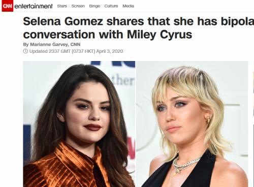셀레나 고메즈(왼쪽)와 마일라 사이러스. 출처|CNN 보도