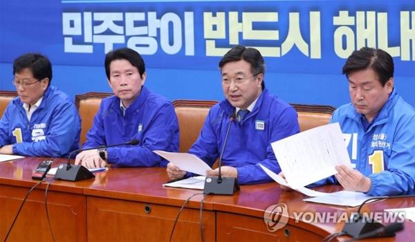 더불어민주당 윤호중 정책위의장이 7일 오전 서울 여의도 국회에서 열린 현안점검회의에서 발언하고 있다. [사진출처 = 연합뉴스]