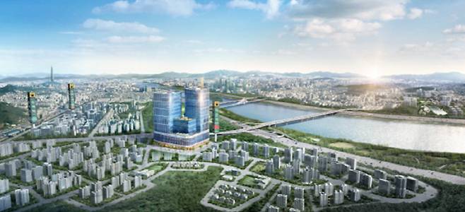 한강덕은DMC 위프라임 트윈타워 광역조감도 [사진 = 위본건설]