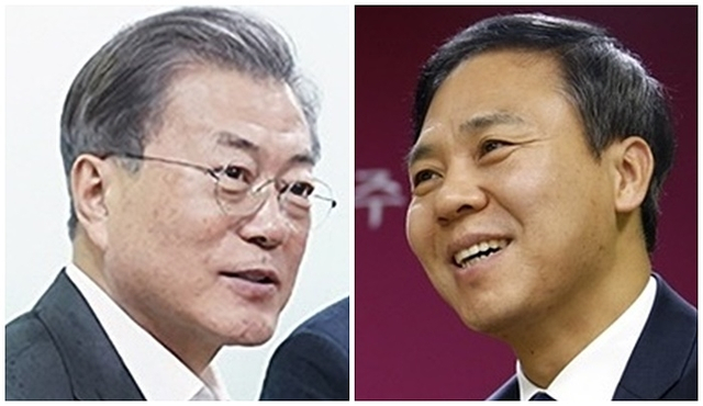 ▲사진 왼쪽은 문재인 대통령, 오른쪽은 김승수 전주시장ⓒ프레시안