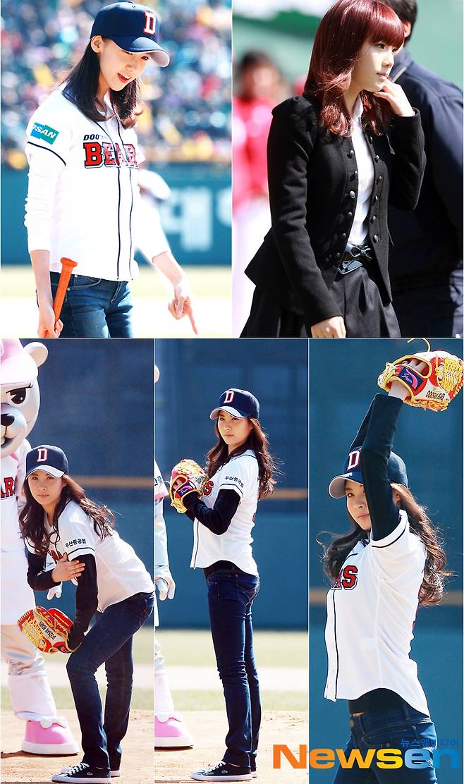 2010년 3월, ‘블랙소시’ 서현 윤아의 시구-시타

당시 ‘Run Devil Run’(런데빌런)으로 차트를 올 킬하던 소녀시대 서현과 윤아는 프로야구 개막 2차전 두산 베어스와 KIA 타이거즈 경기에 각각 시구, 시타자로 나섰다. 야구모자보다 작은 윤아의 소두 미모, 막내 서현의 야무진 눈빛과 시구 포즈가 눈길을 끌었다. 한편 태연은 이날 경기장에서 애국가를 불렀고 소녀시대는 축하공연을 펼쳤다.