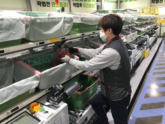 패킹장에 도착한 찰토마토는 여기서 상품 분류와 검수를 거쳐 출하장으로 이동했다. 문희철 기자