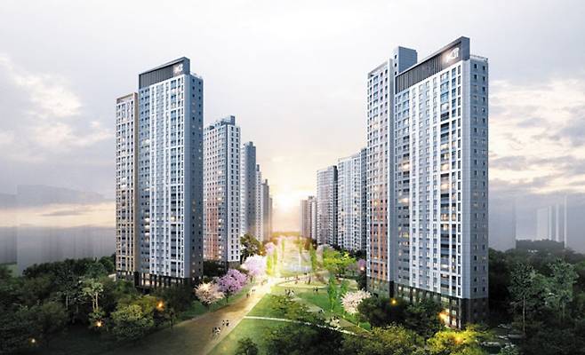 GS건설이 경기도 화성시 반월지구에 짓는 ‘신동탄포레자이’의 완공 후 예상 모습. 이 단지는 교통편이 편리하고, 주변에 다양한 생활편의시설이 많다. /GS건설