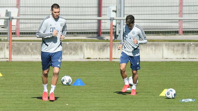 훈련 중인 바이에른 뮌헨 선수들