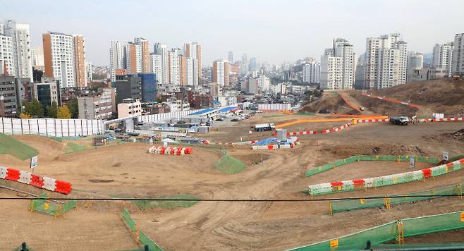 마포구 아현2구역 재건축 공사현장 모습(사진=연합뉴스 제공)