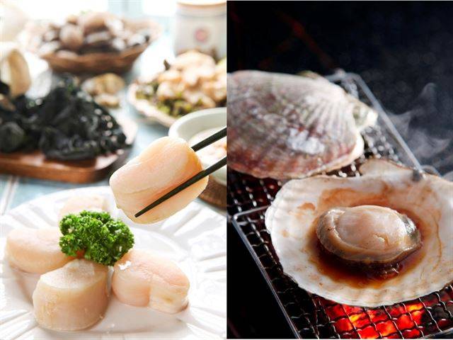 키조개(왼쪽)나 가리비(오른쪽)처럼 큰 조개의 관자는 별도의 식재료로 분류될 만큼 영양과 맛이 뛰어나다. 게티이미지뱅크