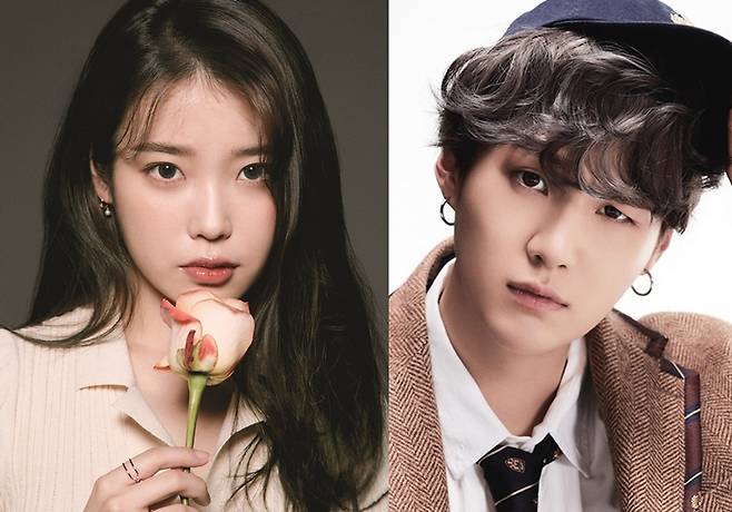 ▲ 아이유(왼쪽), 슈가. 제공ㅣ이담엔터테인먼트