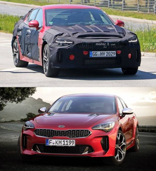 기아차 '스팅어 페이스리프트' (상), 현행 '스팅어' (하) (출처 ː Motor1.com)