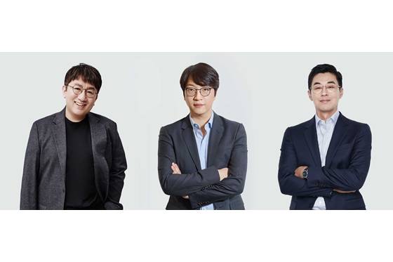 좌측부터 방시혁 대표, 윤석준 Global CEO, 박지원 HQ CEO.