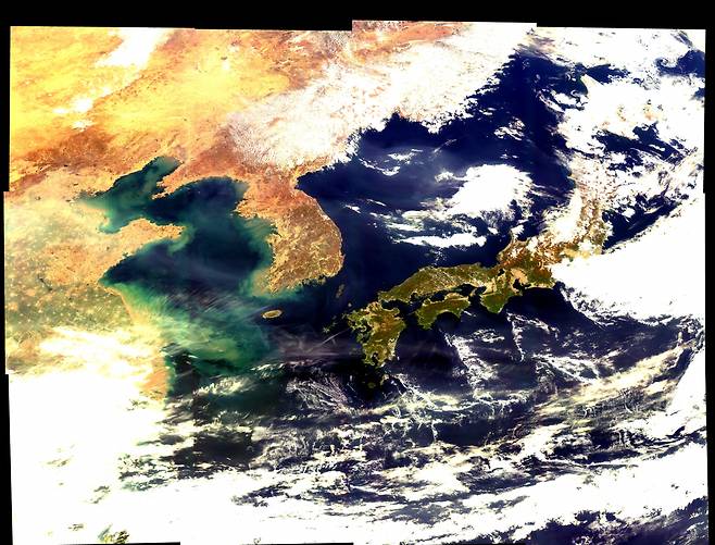 천리안2B호가 3월 23일 촬영한 한반도 관측 영상.[과기정통부 제공]