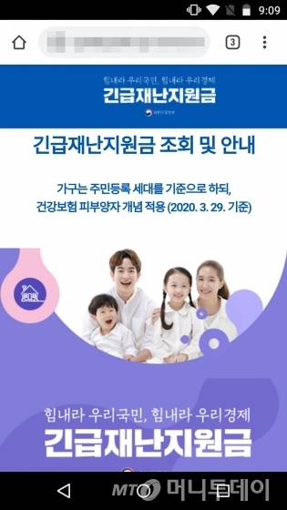 정부 긴급재난지원금 사이트로 위장된 피싱 사이트/사진제공=이스트시큐리티