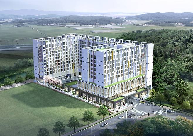 <사진=아산 ‘브라운스톤 갤럭시’ 오피스텔 조감도/제이케이파트너스 제공>