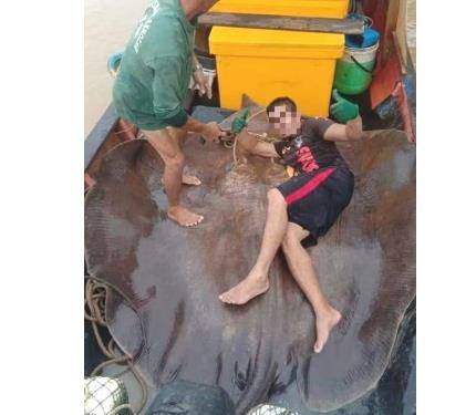 280㎏짜리 담수 가오리 포획 말레이시아 어부들 [일간 더스타.재판매 및 DB 금지]