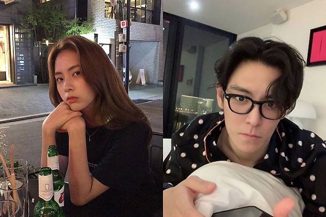 ▲ 배우 김가빈과 빅뱅 탑(왼쪽부터). 출처|김가빈, 탑 인스타그램