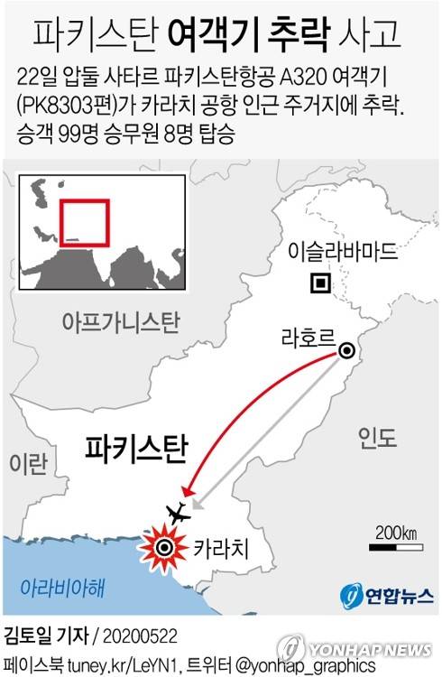 [그래픽] 파키스탄 여객기 추락 사고