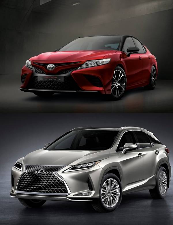 토요타 '캠리 스포츠 에디션 XSE' (상), 렉서스 'RX 페이스리프트' (하)