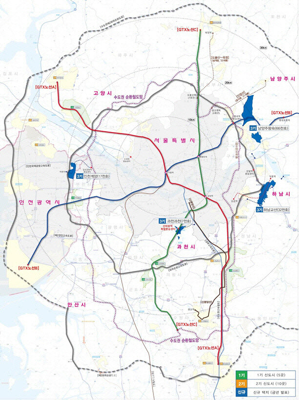 수도권 내 3기 신도시 위치도(사진=국토부)