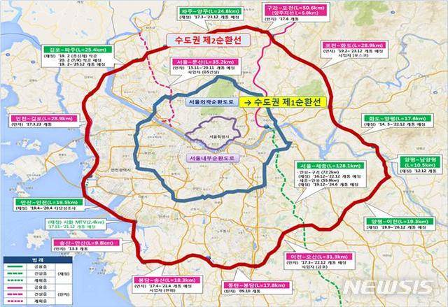 서울외곽순환고속도로 노선도