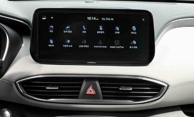아쿠아 UI가 들어간 더 뉴 싼타페 10.25인치 디스플레이 화면 (사진=현대차)