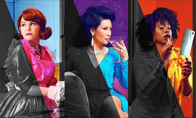 <와이 우먼 킬>은 흔한 ‘용두사미’ 드라마와 달리 앞선 ‘떡밥’들을 완벽하게 회수해 하나로 묶어내는 시리즈 마지막 20분이 압권이다. 왓챠플레이 제공·그래픽|이아름