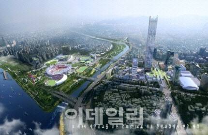 ‘잠실 스포츠·마이스(MICE) 민간투자사업’ 제3자 제안공고를 위한 조감도 검토안(사진=서울시 제공)