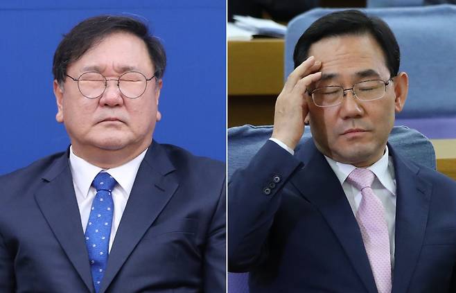 김태년 더불어민주당 원내대표(왼쪽)와 주호영 미래통합당 원내대표[연합]
