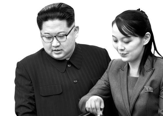 2018년 4월 27일 판문점에서 열린 남북 정상회담 당시 김정은 북한 국무위원장과 김여정 당 중앙위 제1부부장의 모습. 김여정은 최근 남북 공동연락사무소 폭파 등 대남 공세를 주도해왔다. [연합뉴스]