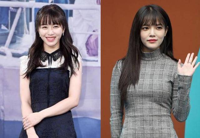 권민아(왼쪽)가 AOA 지민(오른쪽)으로부터 사과를 받았다고 밝혔다. 한국일보 DB