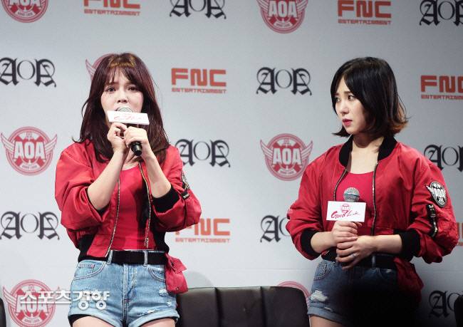 AOA 지민(좌), 권민아(우). 이선명 기자
