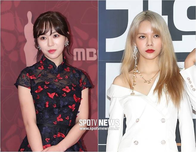 ▲ 활동 당시 괴롭힘을 당했다고 주장한 AOA 전 멤버 권민아(왼쪽)와 가해자로 지목된 AOA 리더 지민. ⓒ한희재 기자 ⓒ곽혜미 기자