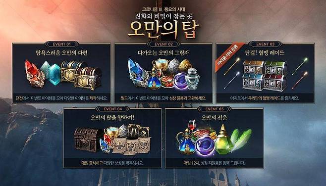 오만의 탑 업데이트 다양한 보상