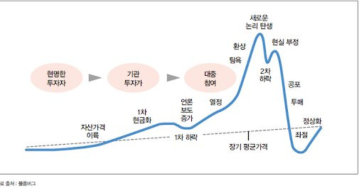 로드리그 교수의 '버블 커브'는 자산거품이 단계별로 어떻게 발전하는지를 보여주는 모델이다.