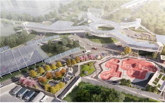 대우건설이 수주한 홍콩 판링 우회도로공사 렁역타우 교차로 조감도.
대우건설 제공