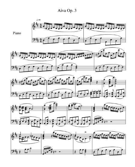 AIVA가 작곡한 3번째 작품의 악보.