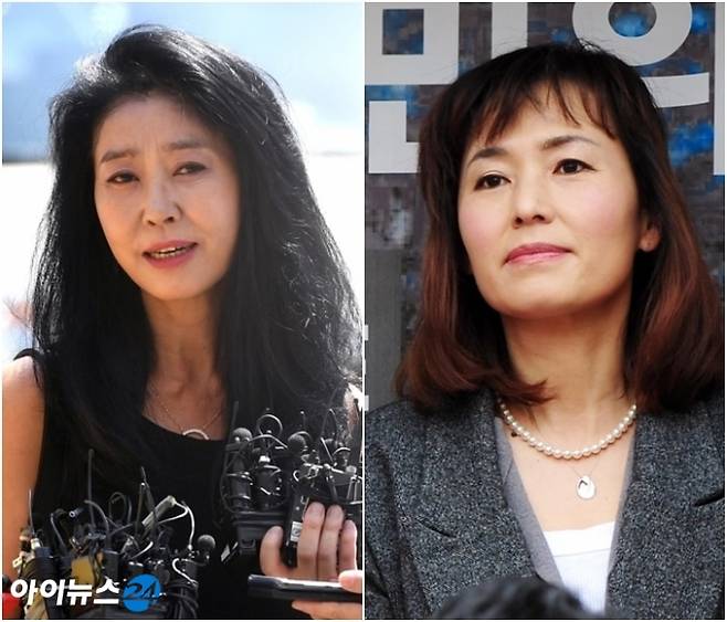 배우 김부선(왼쪽)과 공지영 작가. [조성우 기자, 아이뉴스24 DB]