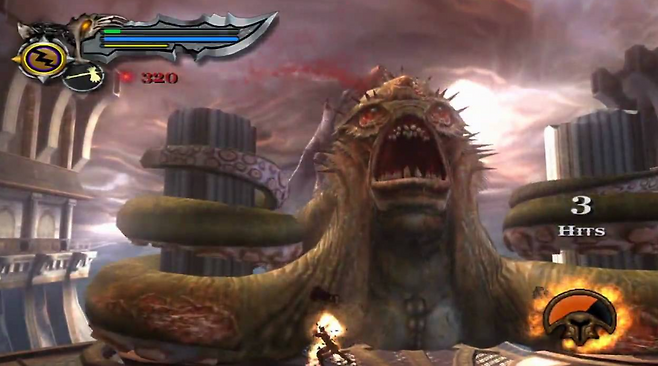 (촉수를 잘리며 괴로워하는 크라켄)