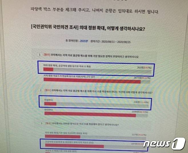 남원시는 공무원 내부 인트라넷 '세올'에 설문조사 모범답안도 제시했다.2020.8.19/© 뉴스1